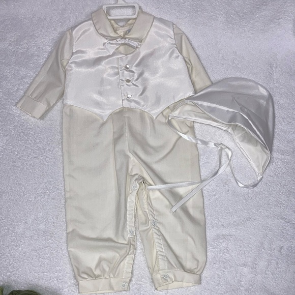 Vintage Something Pretty brand Christening Baptism romper outfit 9m - Picture 1 of 11